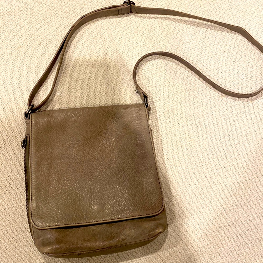 Rock Paper Scissors Gray Leather Crossbody Bag